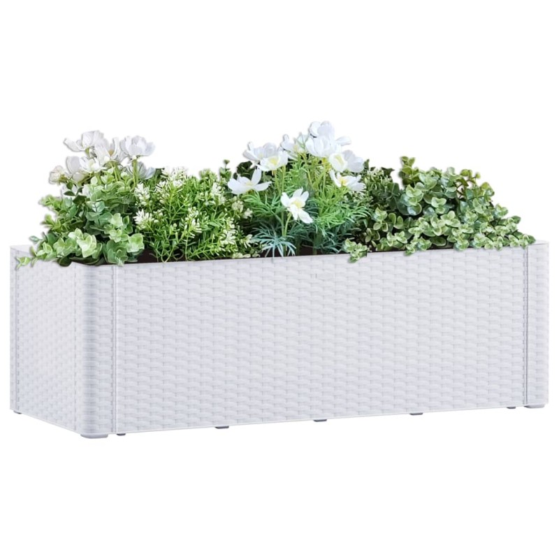 vidaXL Arriate con sistema de riego automático blanco 100x43x33 cm vidaXL Arriate con sistema de riego automático blanco 100x43x33 cm