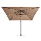 vidaXL Sombrilla voladiza con luces LED y poste acero taupe 250x250 cm vidaXL Sombrilla voladiza con luces LED y poste acero taupe 250x250 cm