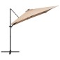 vidaXL Sombrilla voladiza con luces LED y poste acero taupe 250x250 cm vidaXL Sombrilla voladiza con luces LED y poste acero taupe 250x250 cm