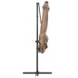 vidaXL Sombrilla voladiza con luces LED y poste acero taupe 250x250 cm vidaXL Sombrilla voladiza con luces LED y poste acero taupe 250x250 cm