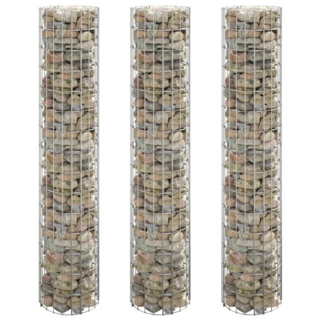 vidaXL Arriate gaviones circular 3 uds acero galvanizado Ø30x150 cm