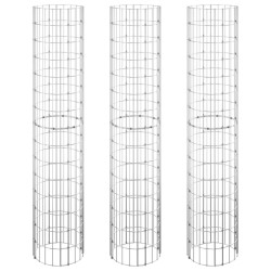 vidaXL Arriate gaviones circular 3 uds acero galvanizado Ø30x150 cm