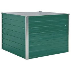 vidaXL Jardinera elevada de acero galvanizado verde 100x100x77 cm 