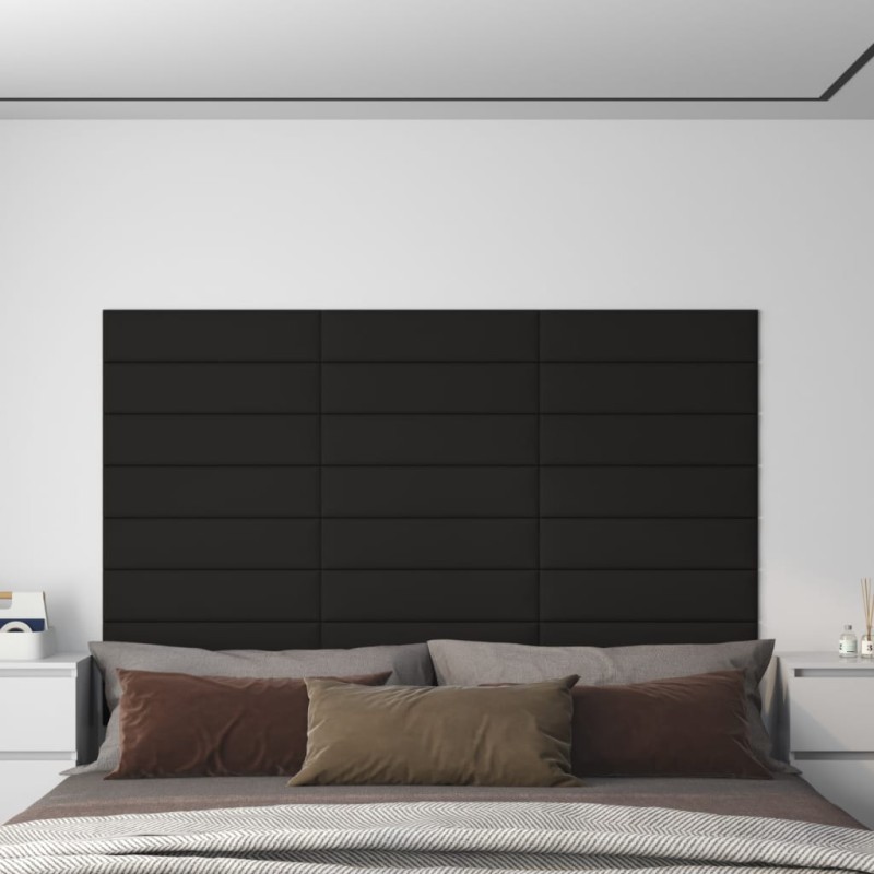 vidaXL Paneles de pared 12 uds tela negro 60x15 cm 1,08 m² vidaXL Paneles de pared 12 uds tela negro 60x15 cm 1,08 m²