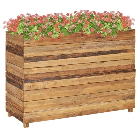 vidaXL Jardinera madera maciza de teca y acero 100x40x72 cm
