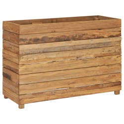 vidaXL Jardinera madera maciza de teca y acero 100x40x72 cm