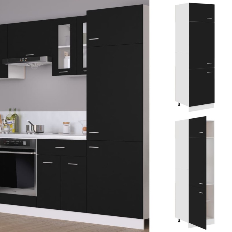 vidaXL Armario de frigorífico madera contrachapada negro 60x57x207 cm vidaXL Armario de frigorífico madera contrachapada negro 60x57x207 cm