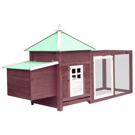 vidaXL Gallinero con ponedero madera maciza abeto moca 190x72x102 cm