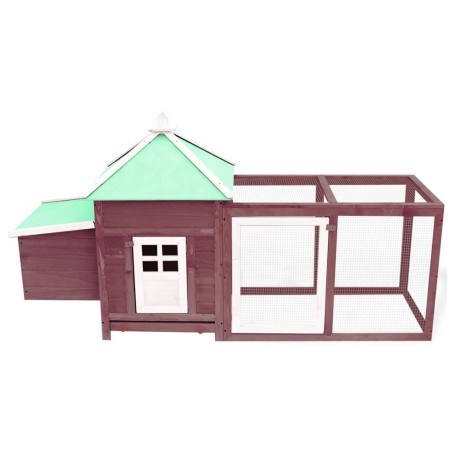 vidaXL Gallinero con ponedero madera maciza abeto moca 190x72x102 cm