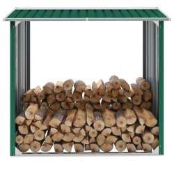 vidaXL Caseta de jardín para leña acero galvanizado verde 172x91x154cm