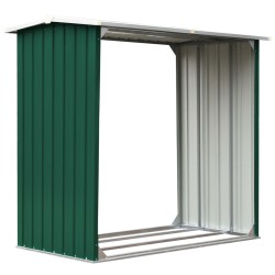 vidaXL Caseta de jardín para leña acero galvanizado verde 172x91x154cm