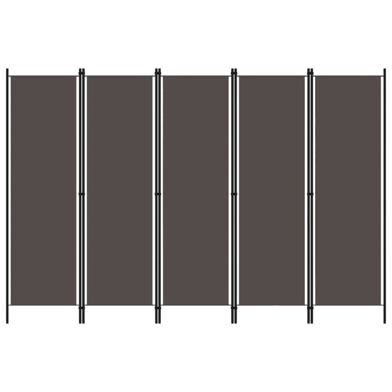vidaXL Biombo divisor de 5 paneles gris antracita 250x180 cm vidaXL Biombo divisor de 5 paneles gris antracita 250x180 cm