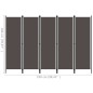 vidaXL Biombo divisor de 5 paneles gris antracita 250x180 cm vidaXL Biombo divisor de 5 paneles gris antracita 250x180 cm