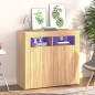 vidaXL Aparador con luces LED roble Sonoma 80x35x75 cm vidaXL Aparador con luces LED roble Sonoma 80x35x75 cm