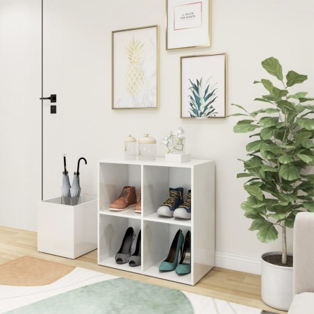 vidaXL Zapatero de recibidor contrachapado blanco brillo 105x35,5x70cm