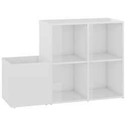 vidaXL Zapatero de recibidor contrachapado blanco brillo 105x35,5x70cm