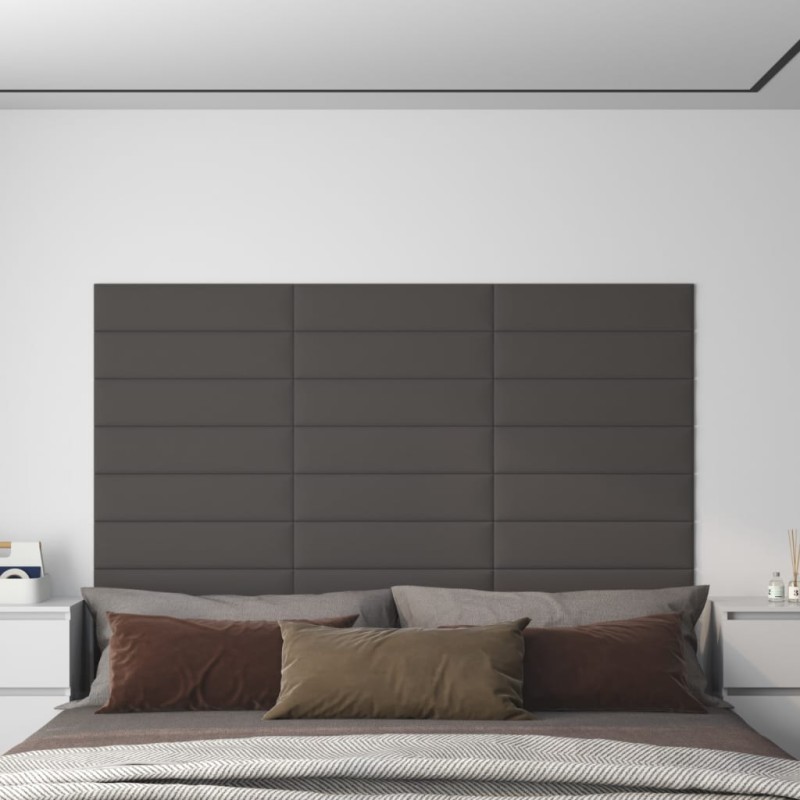 vidaXL Paneles de pared 12 uds tela gris oscuro 60x15 cm 1,08 m² vidaXL Paneles de pared 12 uds tela gris oscuro 60x15 cm 1,08 m²