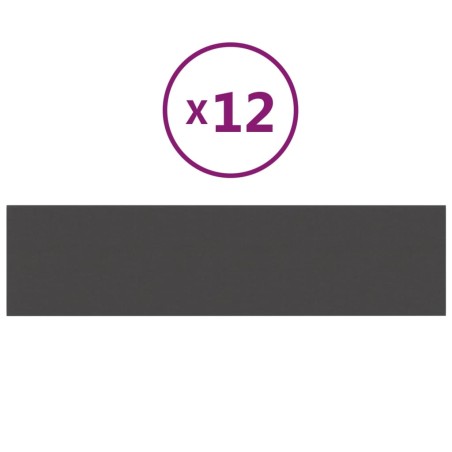 vidaXL Paneles de pared 12 uds tela gris oscuro 60x15 cm 1,08 m²