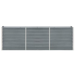 vidaXL Arriate de jardín de acero galvanizado gris 240x40x77 cm