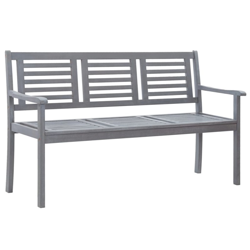 vidaXL Banco de jardín 3 plazas madera maciza de eucalipto gris 150 cm vidaXL Banco de jardín 3 plazas madera maciza de eucalipto gris 150 cm