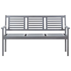 vidaXL Banco de jardín 3 plazas madera maciza de eucalipto gris 150 cm