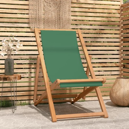 vidaXL Silla de playa plegable de madera maciza de teca verde