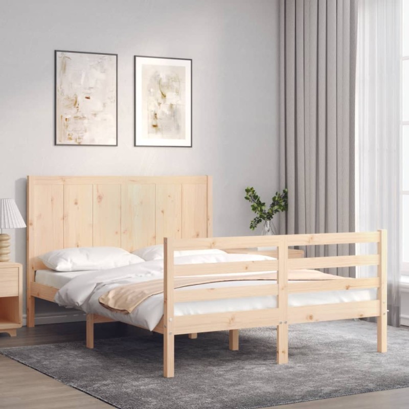 vidaXL Estructura de cama con cabecero madera maciza 140x200 cm vidaXL Estructura de cama con cabecero madera maciza 140x200 cm