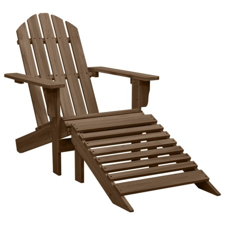 vidaXL Silla de jardín con otomana de madera marrón