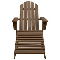 vidaXL Silla de jardín con otomana de madera marrón