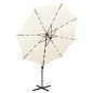 vidaXL Sombrilla voladiza con poste y luces LED 300 cm arena vidaXL Sombrilla voladiza con poste y luces LED 300 cm arena