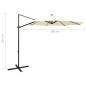 vidaXL Sombrilla voladiza con poste y luces LED 300 cm arena vidaXL Sombrilla voladiza con poste y luces LED 300 cm arena