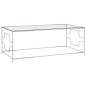 vidaXL Mesa de centro acero inoxidable y vidrio plateada 120x60x45 cm vidaXL Mesa de centro acero inoxidable y vidrio plateada 120x60x45 cm