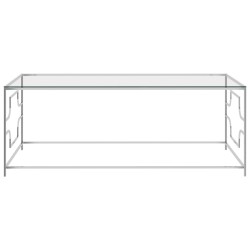 vidaXL Mesa de centro acero inoxidable y vidrio plateada 120x60x45 cm