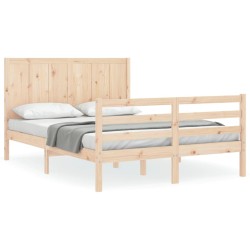 vidaXL Estructura de cama con cabecero madera maciza 140x200 cm