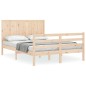 vidaXL Estructura de cama con cabecero madera maciza 140x200 cm vidaXL Estructura de cama con cabecero madera maciza 140x200 cm