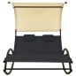 vidaXL Tumbona doble con toldo textilene color crema y negro vidaXL Tumbona doble con toldo textilene color crema y negro