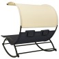 vidaXL Tumbona doble con toldo textilene color crema y negro vidaXL Tumbona doble con toldo textilene color crema y negro
