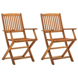 vidaXL Sillas de jardín plegables 2 unidades madera maciza de acacia 