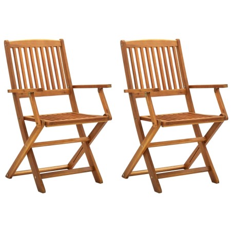 vidaXL Sillas de jardín plegables 2 unidades madera maciza de acacia 