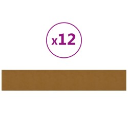 vidaXL Paneles de pared 12 uds terciopelo marrón 90x15 cm 1,62 m²