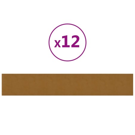 vidaXL Paneles de pared 12 uds terciopelo marrón 90x15 cm 1,62 m²