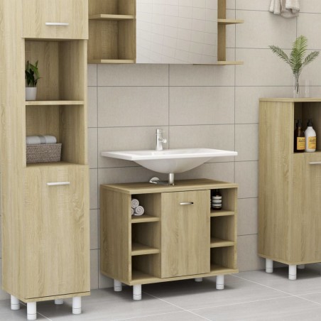 vidaXL Armario de baño madera contrachapada color roble 60x32x53,5 cm