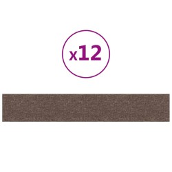 vidaXL Paneles de pared 12 uds tela gris taupe 90x15 cm 1,62 m²