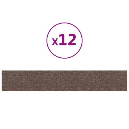 vidaXL Paneles de pared 12 uds tela gris taupe 90x15 cm 1,62 m²