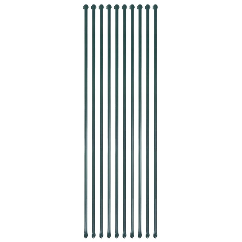 vidaXL Postes de jardín 10 unidades 1,5 m metal verde