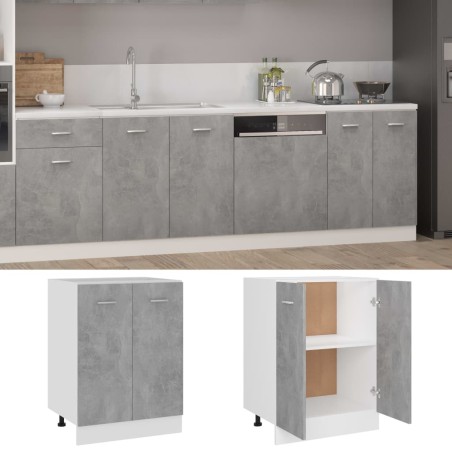 vidaXL Armario debajo fregadero madera contrachapada gris 60x46x81,5cm