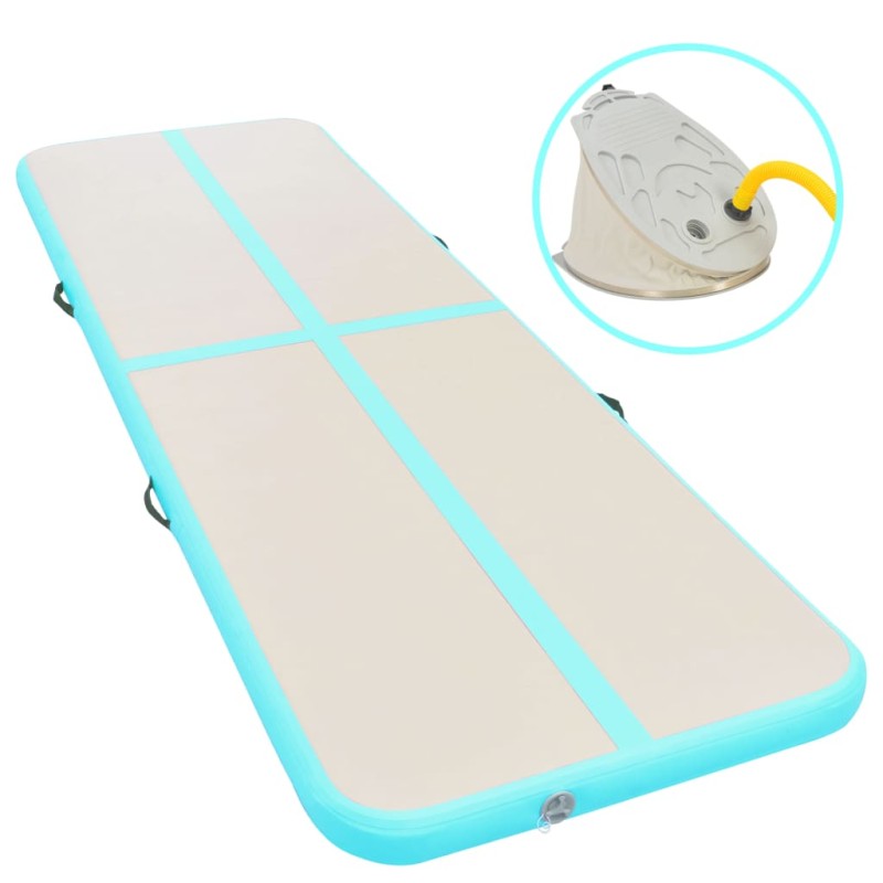 vidaXL Esterilla inflable de gimnasia y bomba 800x100x10 cm PVC verde