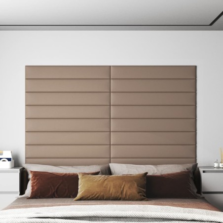 vidaXL Paneles pared 12 uds cuero sintético capuchino 90x15 cm 1,62 m²