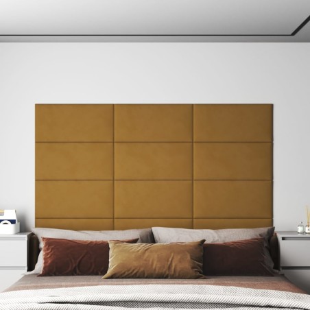 vidaXL Paneles de pared 12 uds terciopelo marrón 60x30 cm 2,16 m²