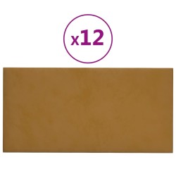 vidaXL Paneles de pared 12 uds terciopelo marrón 60x30 cm 2,16 m²
